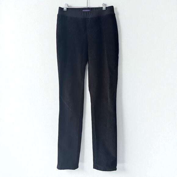 NYDJ Stretch Velvet Slim Pants, Size 0P/ 2-4 US, Black - Picture 1 of 7